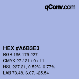 Color code: HEX #A6B3E3 | qconv.com