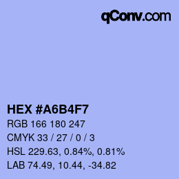 颜色代码: HEX #A6B4F7 | qconv.com