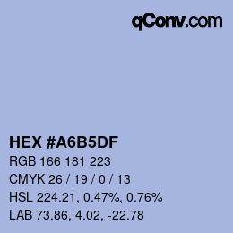 カラーコード: HEX #A6B5DF | qconv.com