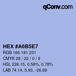 Código de color: HEX #A6B5E7 | qconv.com