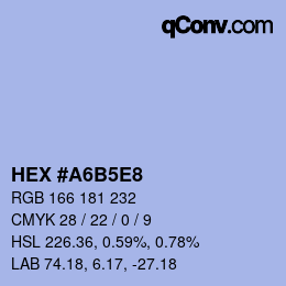 Color code: HEX #A6B5E8 | qconv.com