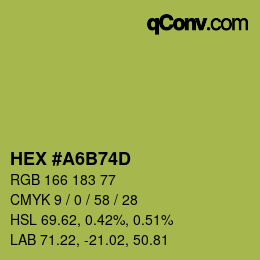 Color code: HEX #A6B74D | qconv.com