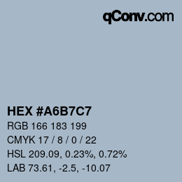 カラーコード: HEX #A6B7C7 | qconv.com