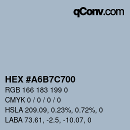 カラーコード: HEX #A6B7C700 | qconv.com