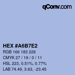 Color code: HEX #A6B7E2 | qconv.com