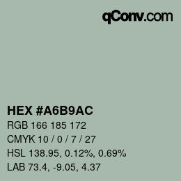 カラーコード: HEX #A6B9AC | qconv.com