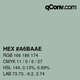 Color code: HEX #A6BAAE | qconv.com