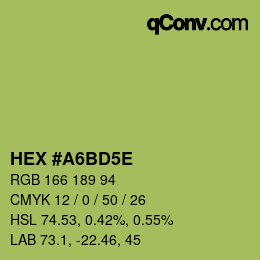 Color code: HEX #A6BD5E | qconv.com