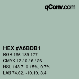 Color code: HEX #A6BDB1 | qconv.com