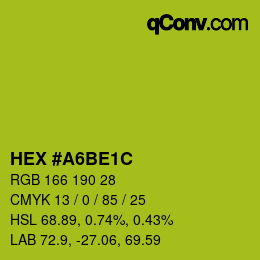 Color code: HEX #A6BE1C | qconv.com