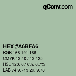 Color code: HEX #A6BFA6 | qconv.com