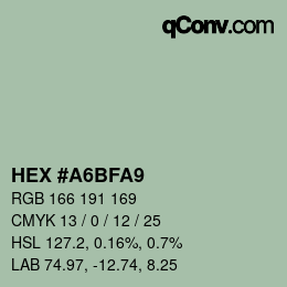カラーコード: HEX #A6BFA9 | qconv.com