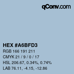 Código de color: HEX #A6BFD3 | qconv.com