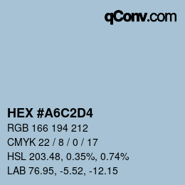 颜色代码: HEX #A6C2D4 | qconv.com