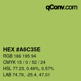 Color code: HEX #A6C35E | qconv.com
