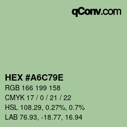 Color code: HEX #A6C79E | qconv.com