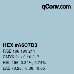 Código de color: HEX #A6C7D3 | qconv.com