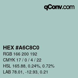 Color code: HEX #A6C8C0 | qconv.com