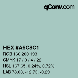 カラーコード: HEX #A6C8C1 | qconv.com