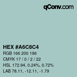 Farbcode: HEX #A6C8C4 | qconv.com