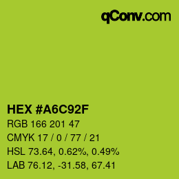 Color code: HEX #A6C92F | qconv.com