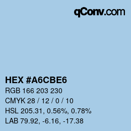 Color code: HEX #A6CBE6 | qconv.com