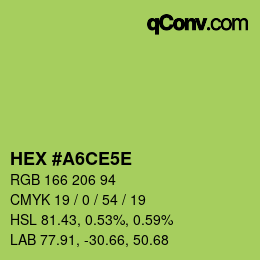 Code couleur: HEX #A6CE5E | qconv.com