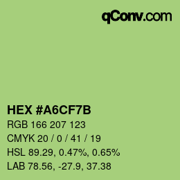 Color code: HEX #A6CF7B | qconv.com