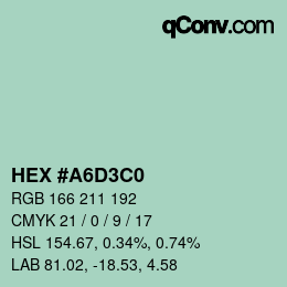 Farbcode: HEX #A6D3C0 | qconv.com