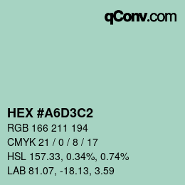 Color code: HEX #A6D3C2 | qconv.com