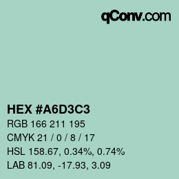 Código de color: HEX #A6D3C3 | qconv.com