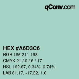 Color code: HEX #A6D3C6 | qconv.com