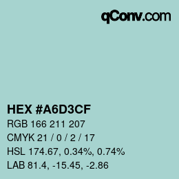 Código de color: HEX #A6D3CF | qconv.com