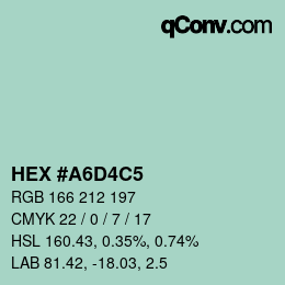 Color code: HEX #A6D4C5 | qconv.com