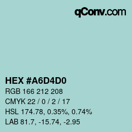 颜色代码: HEX #A6D4D0 | qconv.com