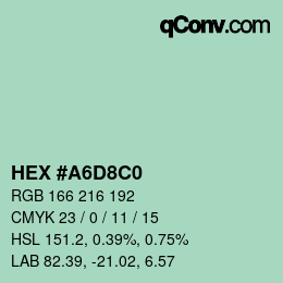 Color code: HEX #A6D8C0 | qconv.com