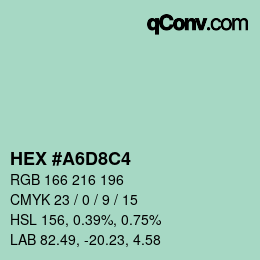 Color code: HEX #A6D8C4 | qconv.com