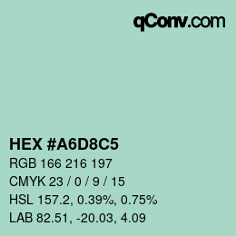 Farbcode: HEX #A6D8C5 | qconv.com