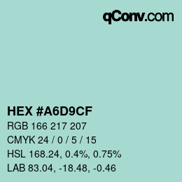 Color code: HEX #A6D9CF | qconv.com