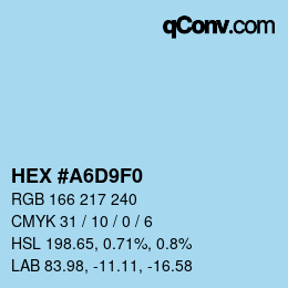 カラーコード: HEX #A6D9F0 | qconv.com