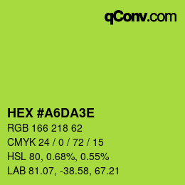 Color code: HEX #A6DA3E | qconv.com