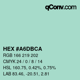 カラーコード: HEX #A6DBCA | qconv.com