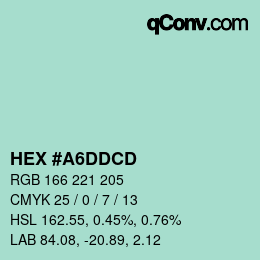 颜色代码: HEX #A6DDCD | qconv.com