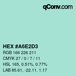 Color code: HEX #A6E2D3 | qconv.com