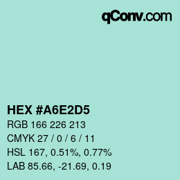 Color code: HEX #A6E2D5 | qconv.com