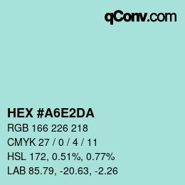 Color code: HEX #A6E2DA | qconv.com