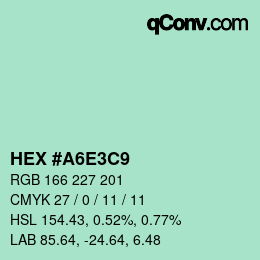 Color code: HEX #A6E3C9 | qconv.com