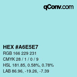 Código de color: HEX #A6E5E7 | qconv.com