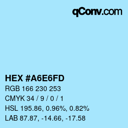 Color code: HEX #A6E6FD | qconv.com