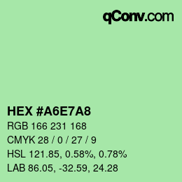 カラーコード: HEX #A6E7A8 | qconv.com
